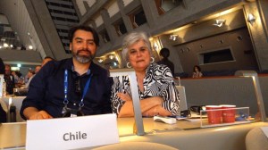 Leonardo Mellado y Beatriz Espinoza, vicepresidente y presidenta del ICOM LAC, en Kioto, Japón.